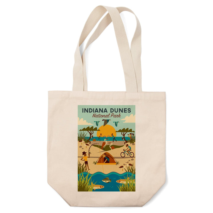 Indiana Dunes National Park, Indiana, Geometric National Park Series, Lantern Press Artwork, Tote Bag - Lantern Press