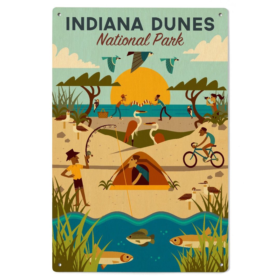 Indiana Dunes National Park, Indiana, Geometric National Park Series, Lantern Press Artwork, Wood Signs and Postcards Wood Lantern Press 
