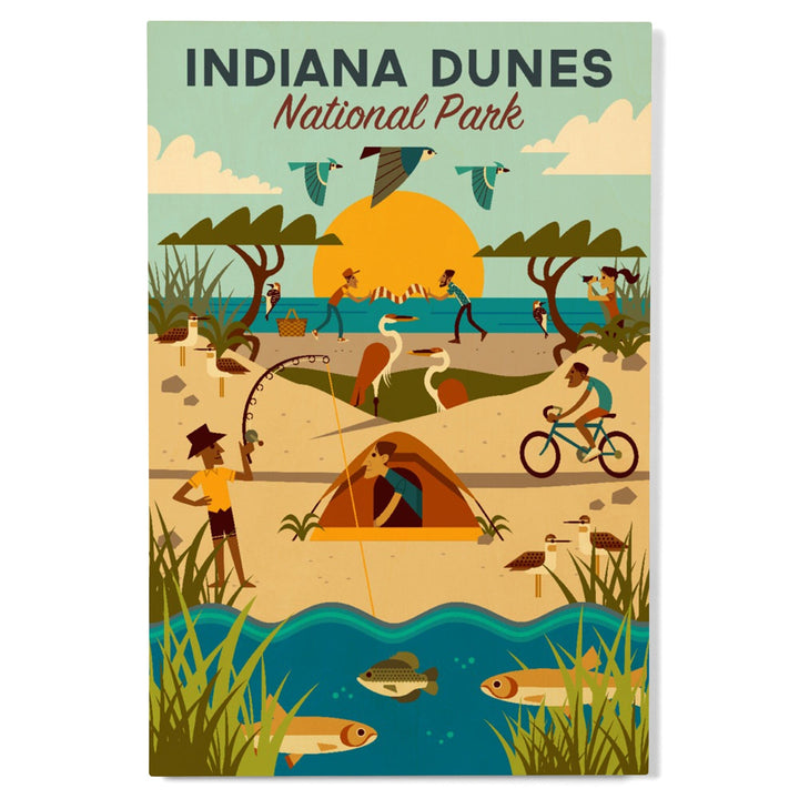 Indiana Dunes National Park, Indiana, Geometric National Park Series, Lantern Press Artwork, Wood Signs and Postcards Wood Lantern Press 
