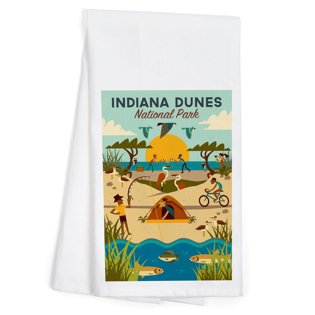 Indiana Dunes National Park, Indiana, Geometric National Park Series, Organic Cotton Kitchen Tea Towels Kitchen Lantern Press 