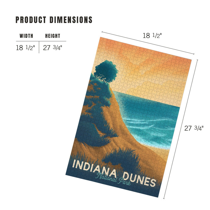 Indiana Dunes National Park, Indiana, Lithograph National Park Series, Jigsaw Puzzle Puzzle Lantern Press 