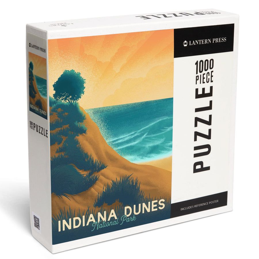 Indiana Dunes National Park, Indiana, Lithograph National Park Series, Jigsaw Puzzle Puzzle Lantern Press 
