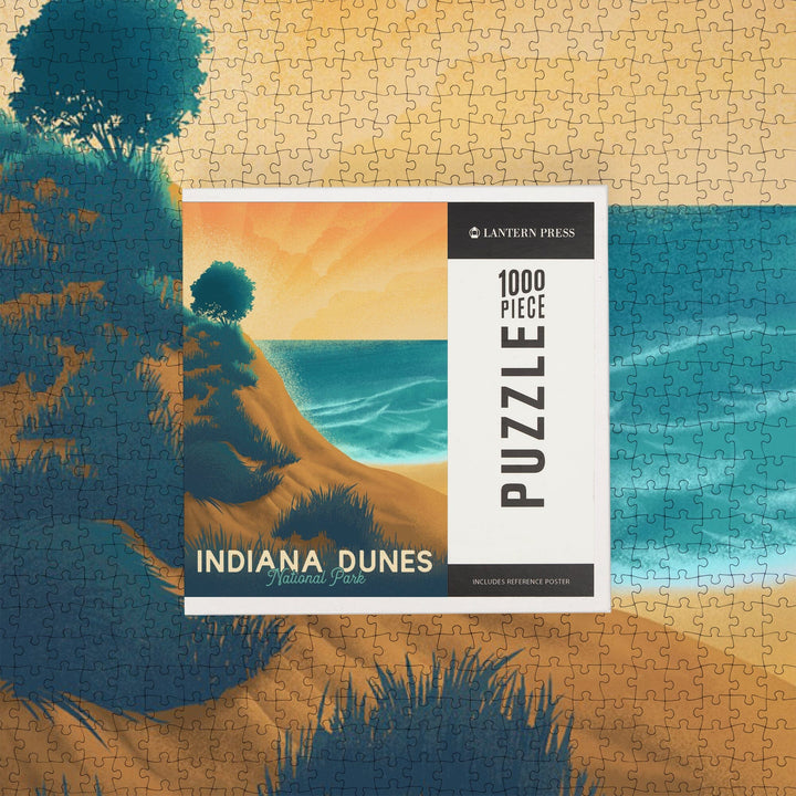 Indiana Dunes National Park, Indiana, Lithograph National Park Series, Jigsaw Puzzle Puzzle Lantern Press 