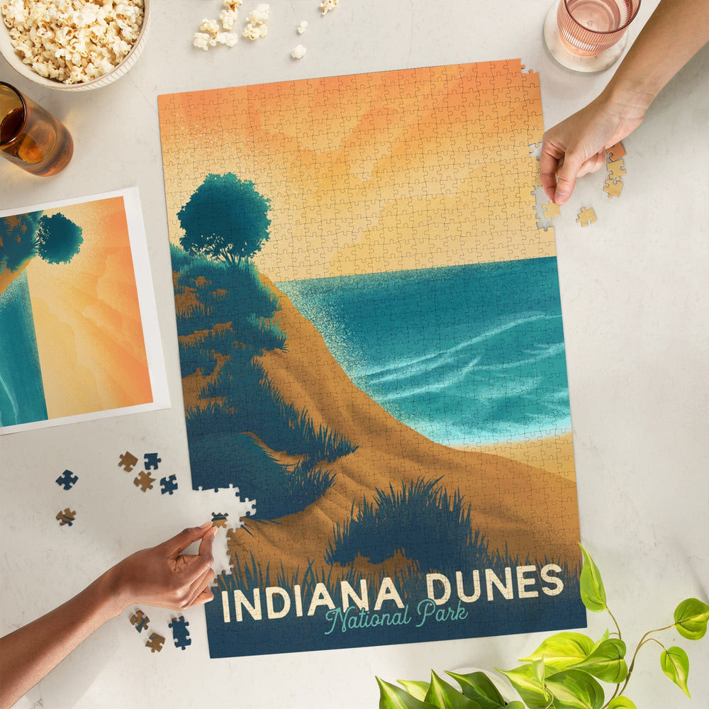Indiana Dunes National Park, Indiana, Lithograph National Park Series, Jigsaw Puzzle Puzzle Lantern Press 