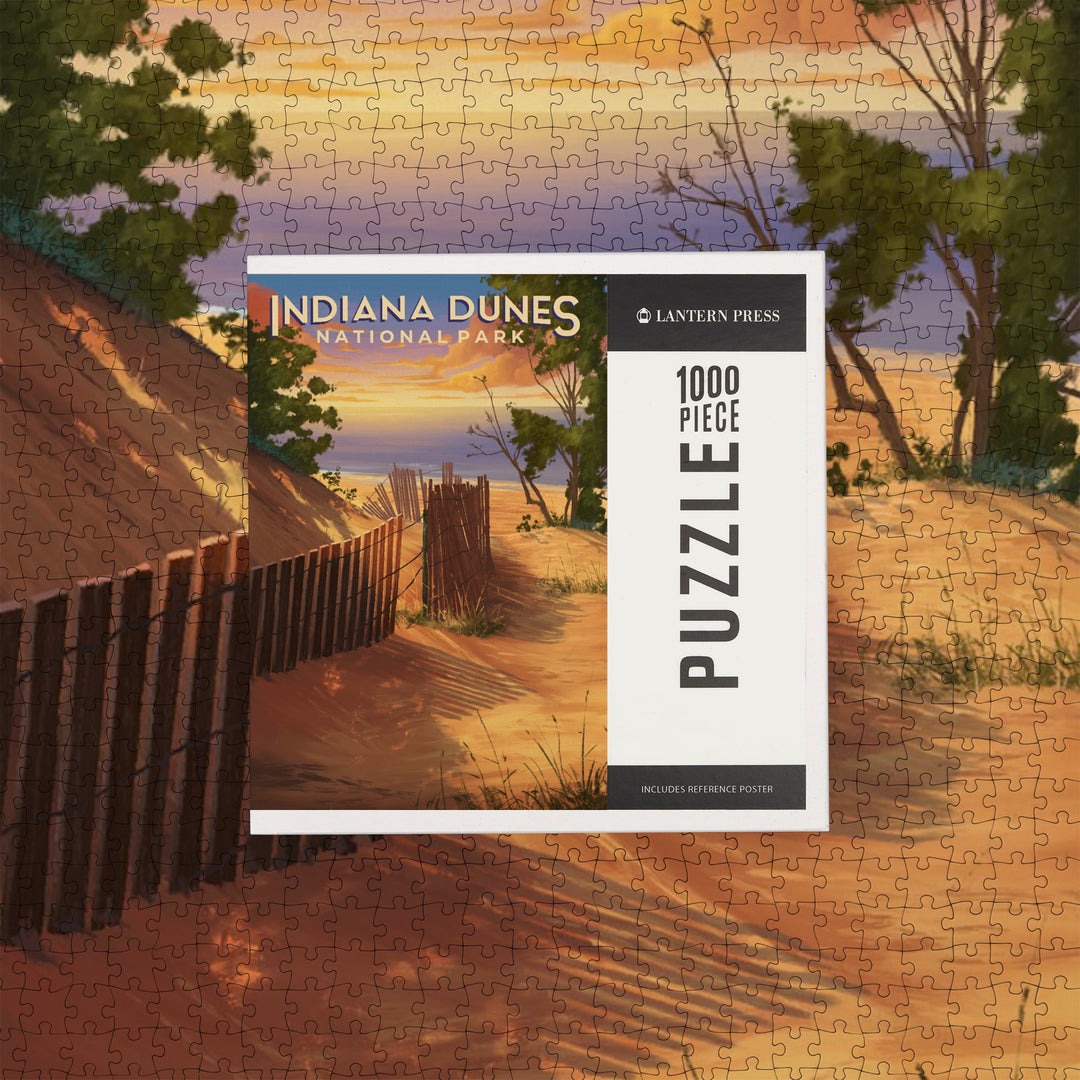 Indiana Dunes National Park, Indiana, Oil Painting, Jigsaw Puzzle Puzzle Lantern Press 