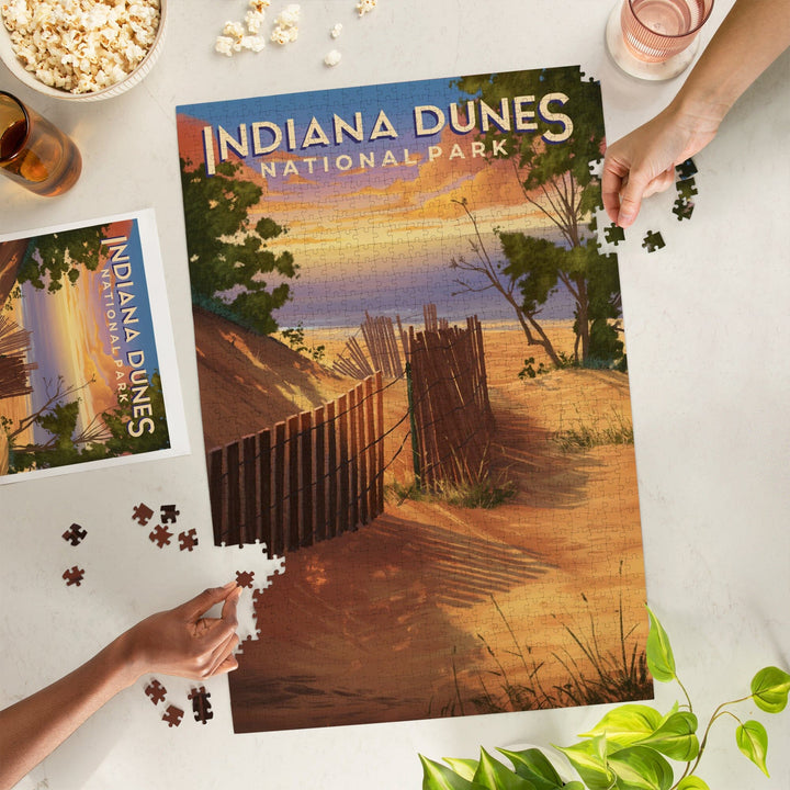Indiana Dunes National Park, Indiana, Oil Painting, Jigsaw Puzzle Puzzle Lantern Press 