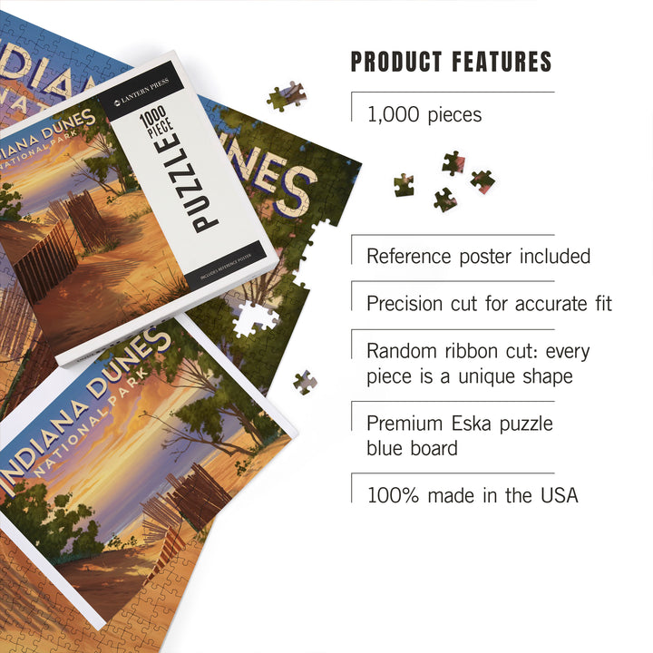 Indiana Dunes National Park, Indiana, Oil Painting, Jigsaw Puzzle Puzzle Lantern Press 