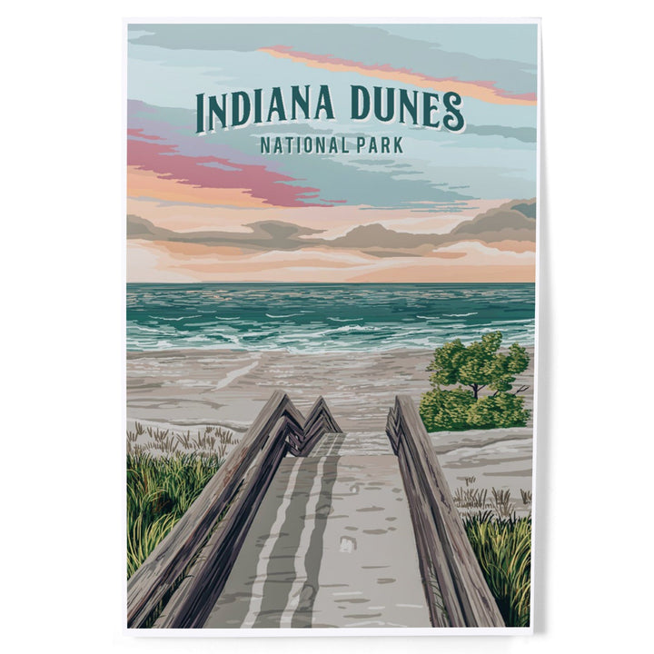 Indiana Dunes National Park, Indiana, Painterly National Park Series, Art & Giclee Prints - Lantern Press