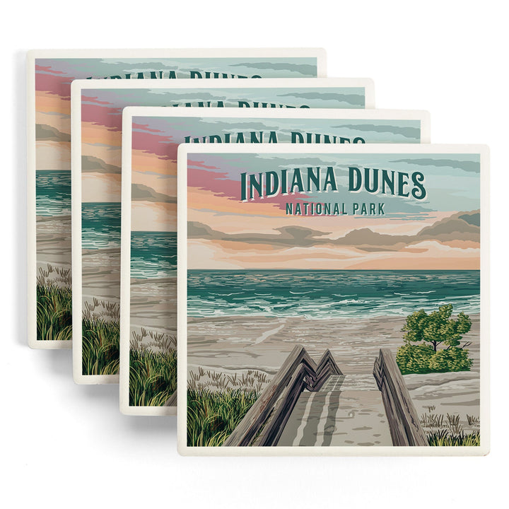 Indiana Dunes National Park, Indiana, Painterly National Park Series, Coasters Coasters Lantern Press 