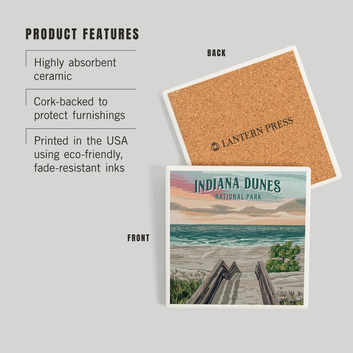 Indiana Dunes National Park, Indiana, Painterly National Park Series, Coasters Coasters Lantern Press 