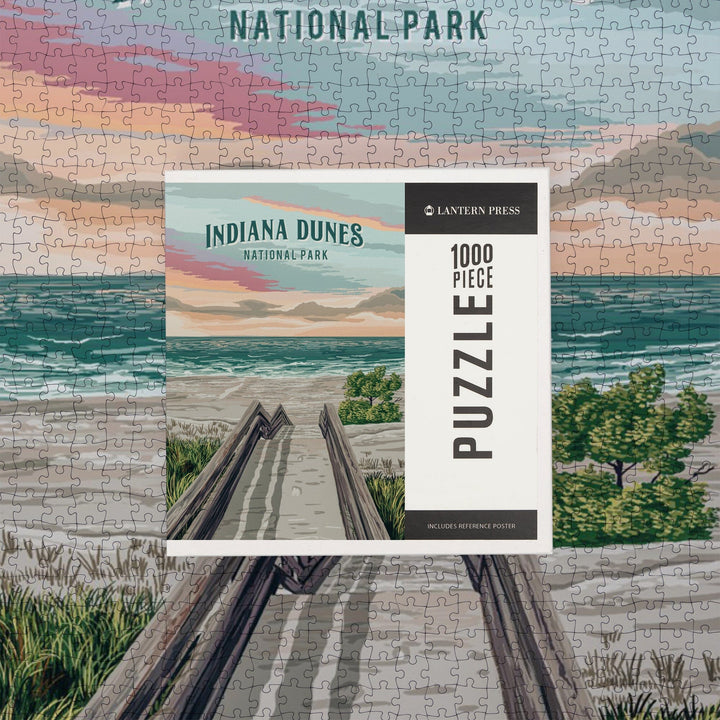 Indiana Dunes National Park, Indiana, Painterly National Park Series, Jigsaw Puzzle - Lantern Press