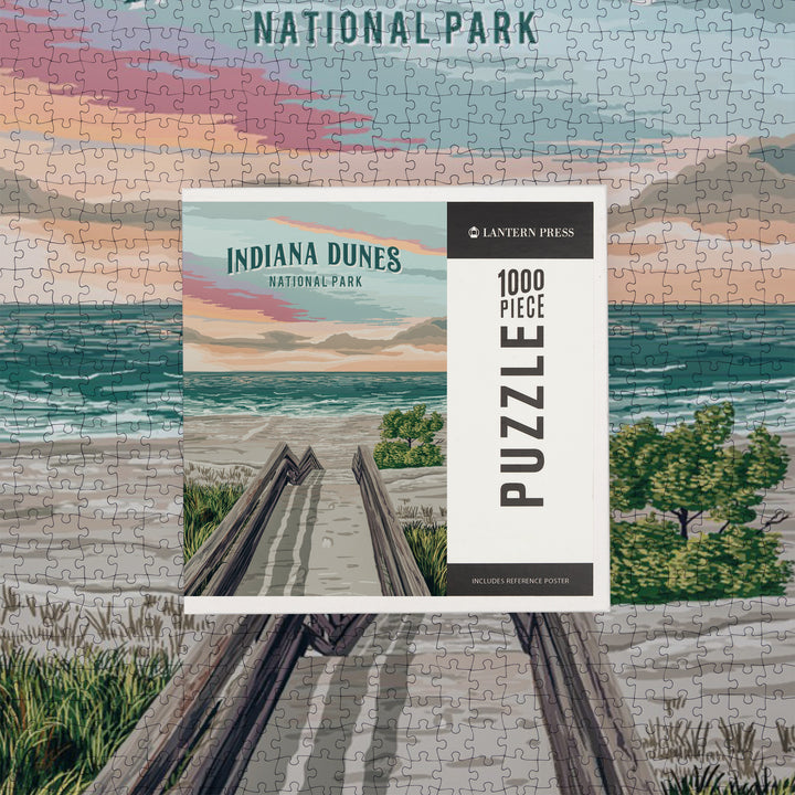 Indiana Dunes National Park, Indiana, Painterly National Park Series, Jigsaw Puzzle Puzzle Lantern Press 