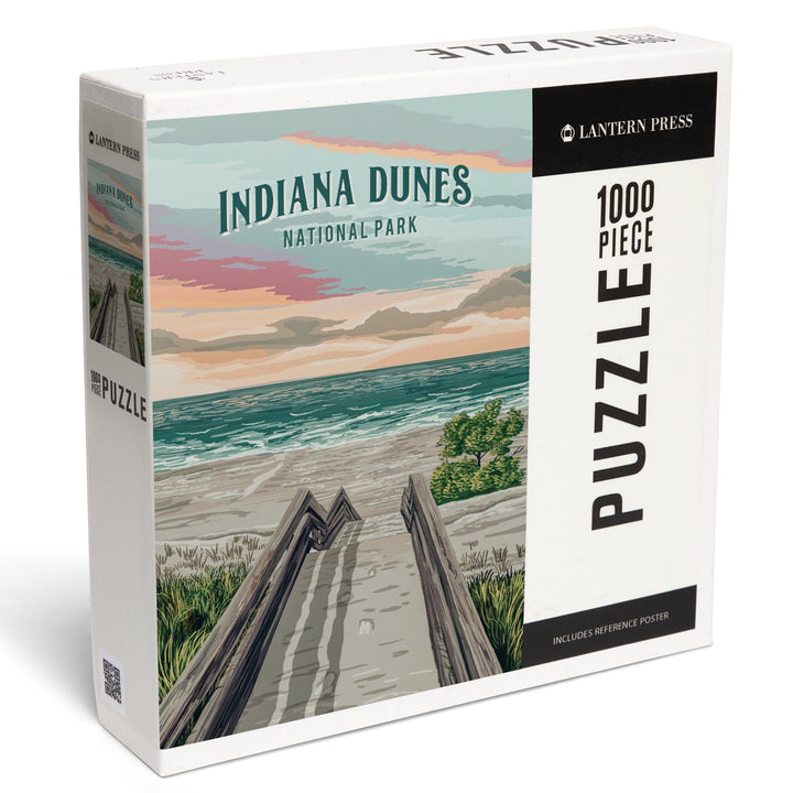 Indiana Dunes National Park, Indiana, Painterly National Park Series, Jigsaw Puzzle - Lantern Press