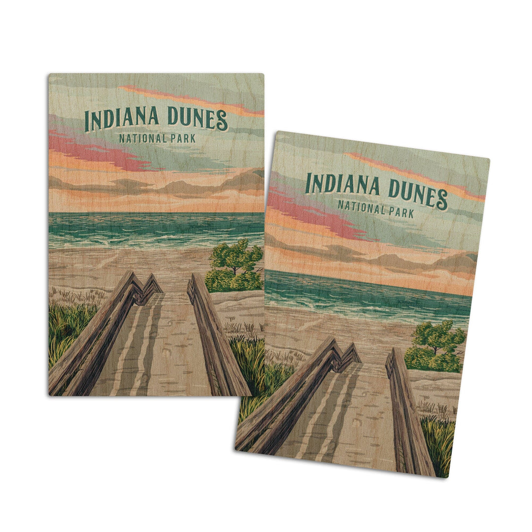 Indiana Dunes National Park, Indiana, Painterly National Park Series, Wood Signs and Postcards - Lantern Press