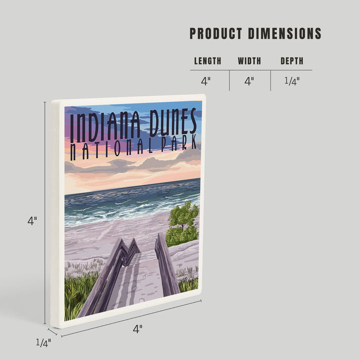 Indiana Dunes National Park, Lake Michigan, Beach Boardwalk Scene, Coasters Coasters Lantern Press 