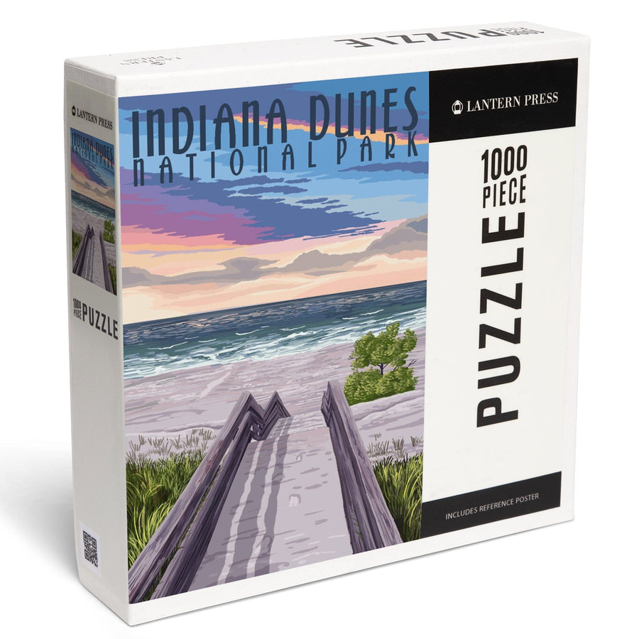 Indiana Dunes National Park, Lake Michigan, Beach Boardwalk Scene, Jigsaw Puzzle Puzzle Lantern Press 
