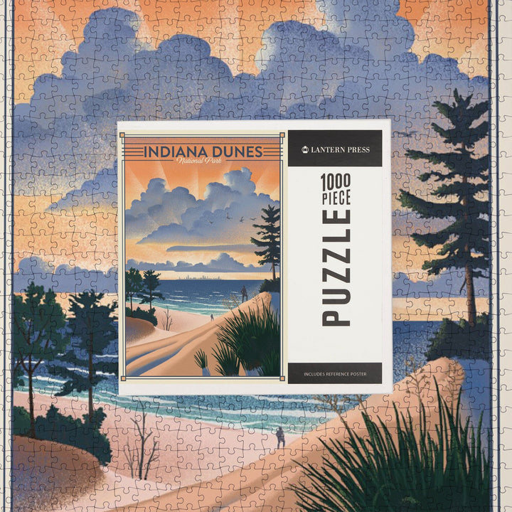 Indiana Dunes National Park, Lithograph, Jigsaw Puzzle Puzzle Lantern Press 