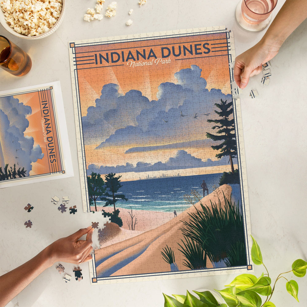 Indiana Dunes National Park, Lithograph, Jigsaw Puzzle Puzzle Lantern Press 