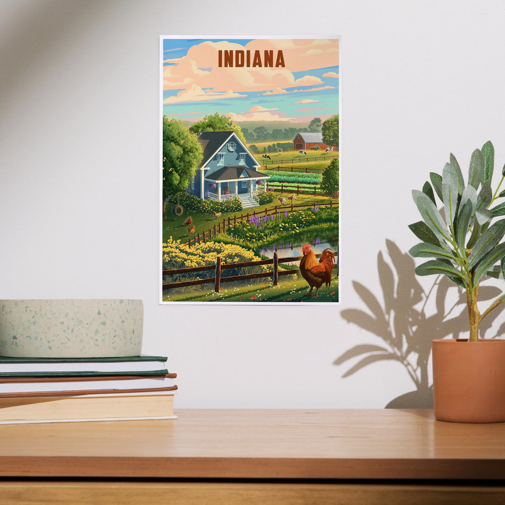 Indiana, Lithograph, Farm Life, Art & Giclee Prints Art Lantern Press 
