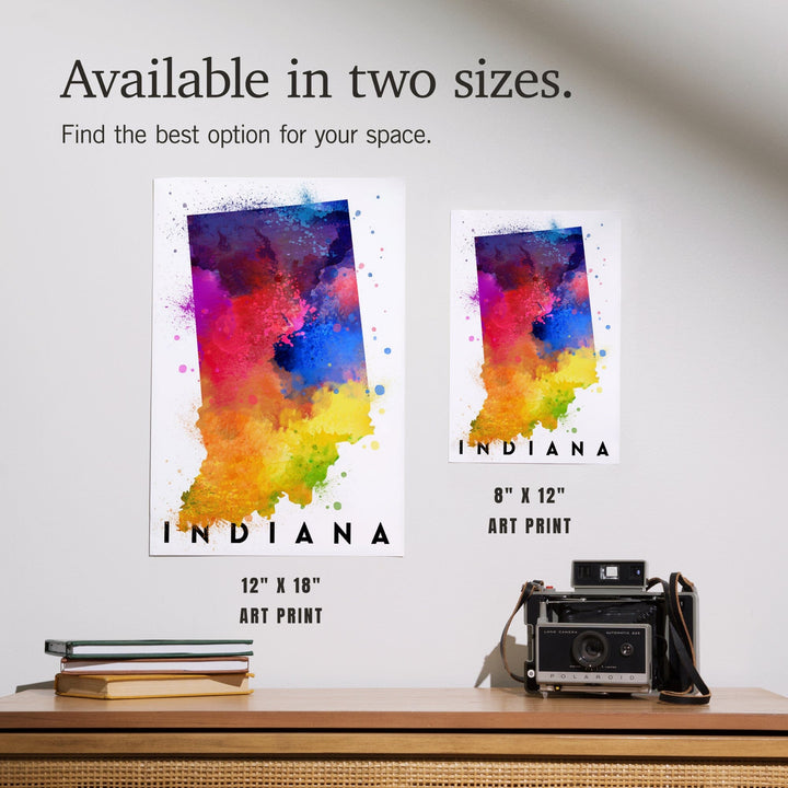 Indiana, State Abstract Watercolor, Art & Giclee Prints Art Lantern Press 
