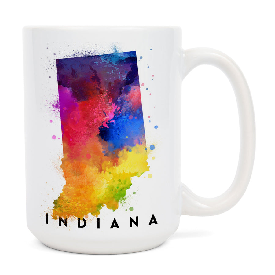 Indiana, State Abstract Watercolor, Lantern Press Artwork, Ceramic Mug Mugs Lantern Press 