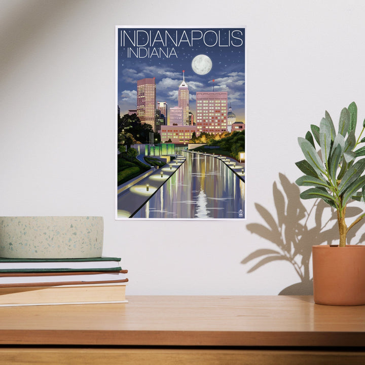 Indianapolis, Indiana, Indianapolis at Night, Art & Giclee Prints Art Lantern Press 