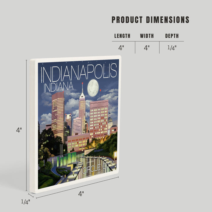 Indianapolis, Indiana, Indianapolis at Night Circle City, Coasters Coasters Lantern Press 