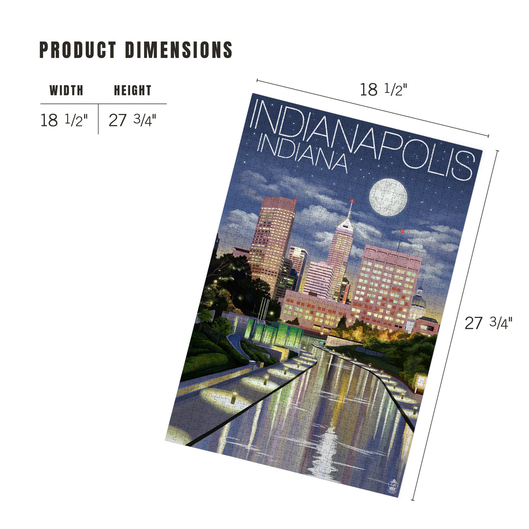 Indianapolis, Indiana, Indianapolis at Night, Jigsaw Puzzle Puzzle Lantern Press 