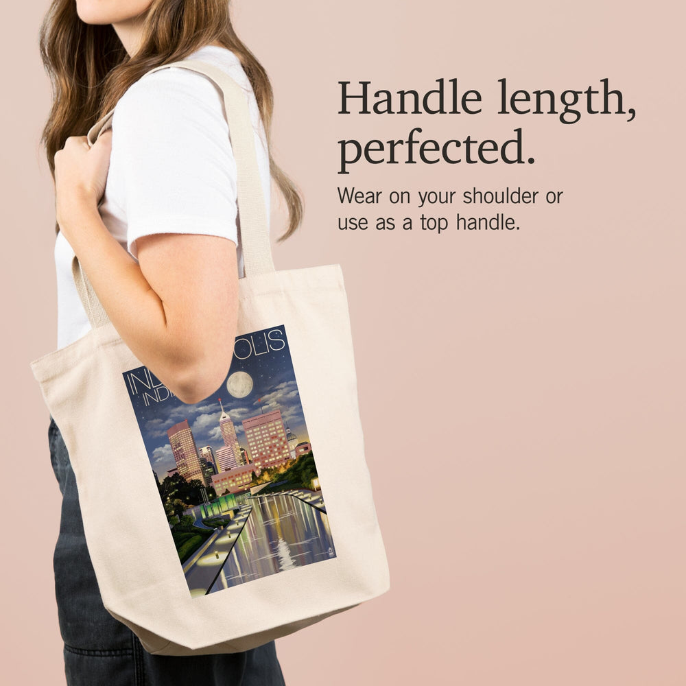 Indianapolis, Indiana, Indianapolis at Night, Tote Bag Totes Lantern Press 