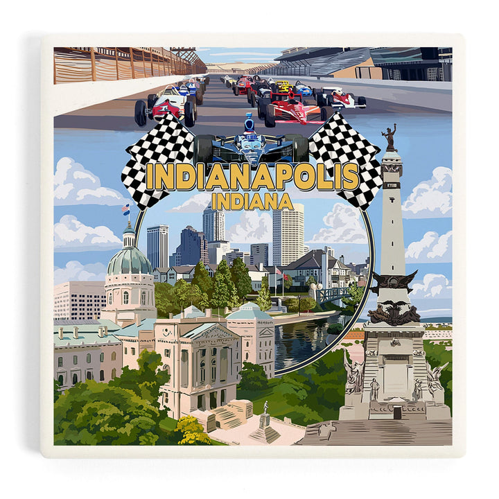 Indianapolis, Indiana, Montage Scenes, Coasters Coasters Lantern Press 