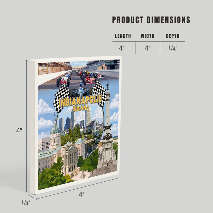 Indianapolis, Indiana, Montage Scenes, Coasters Coasters Lantern Press 