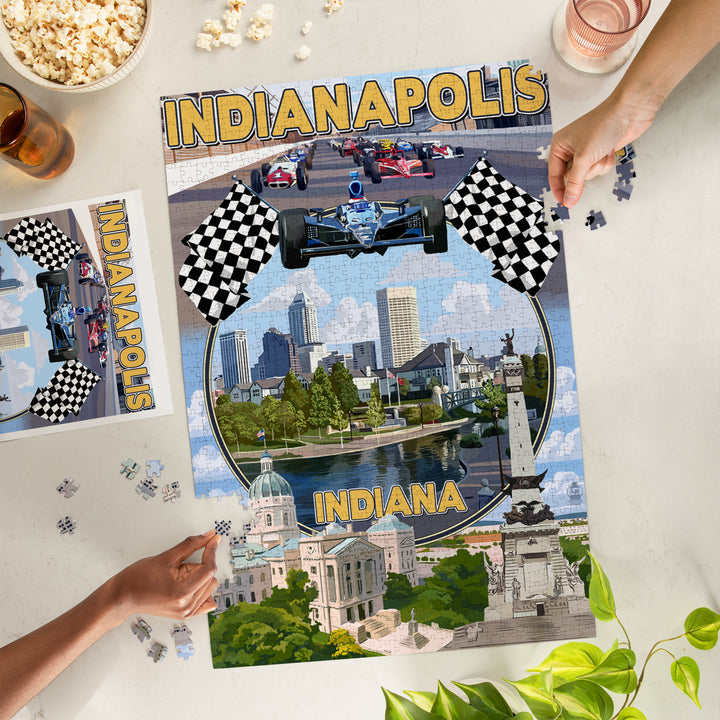 Indianapolis, Indiana, Montage Scenes, Jigsaw Puzzle Puzzle Lantern Press 