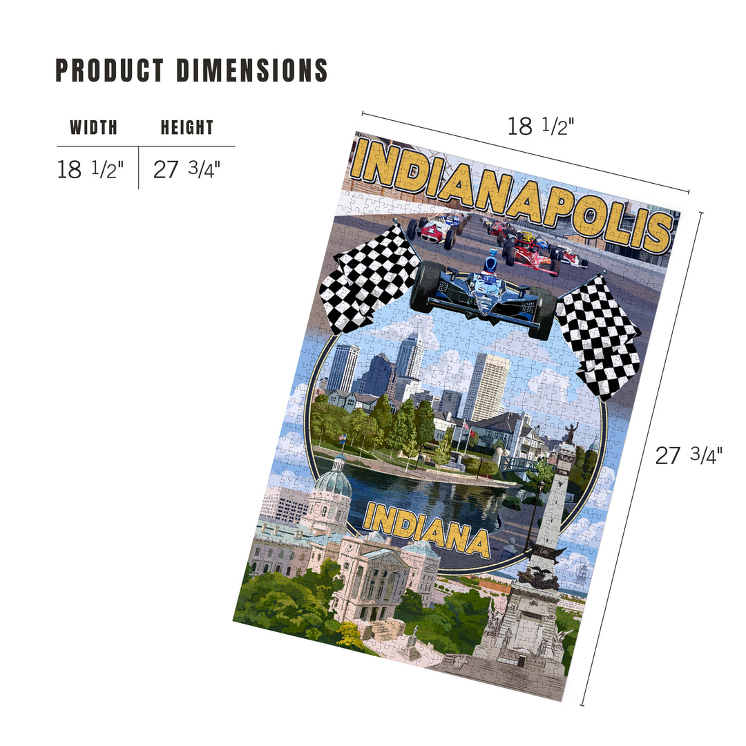 Indianapolis, Indiana, Montage Scenes, Jigsaw Puzzle Puzzle Lantern Press 