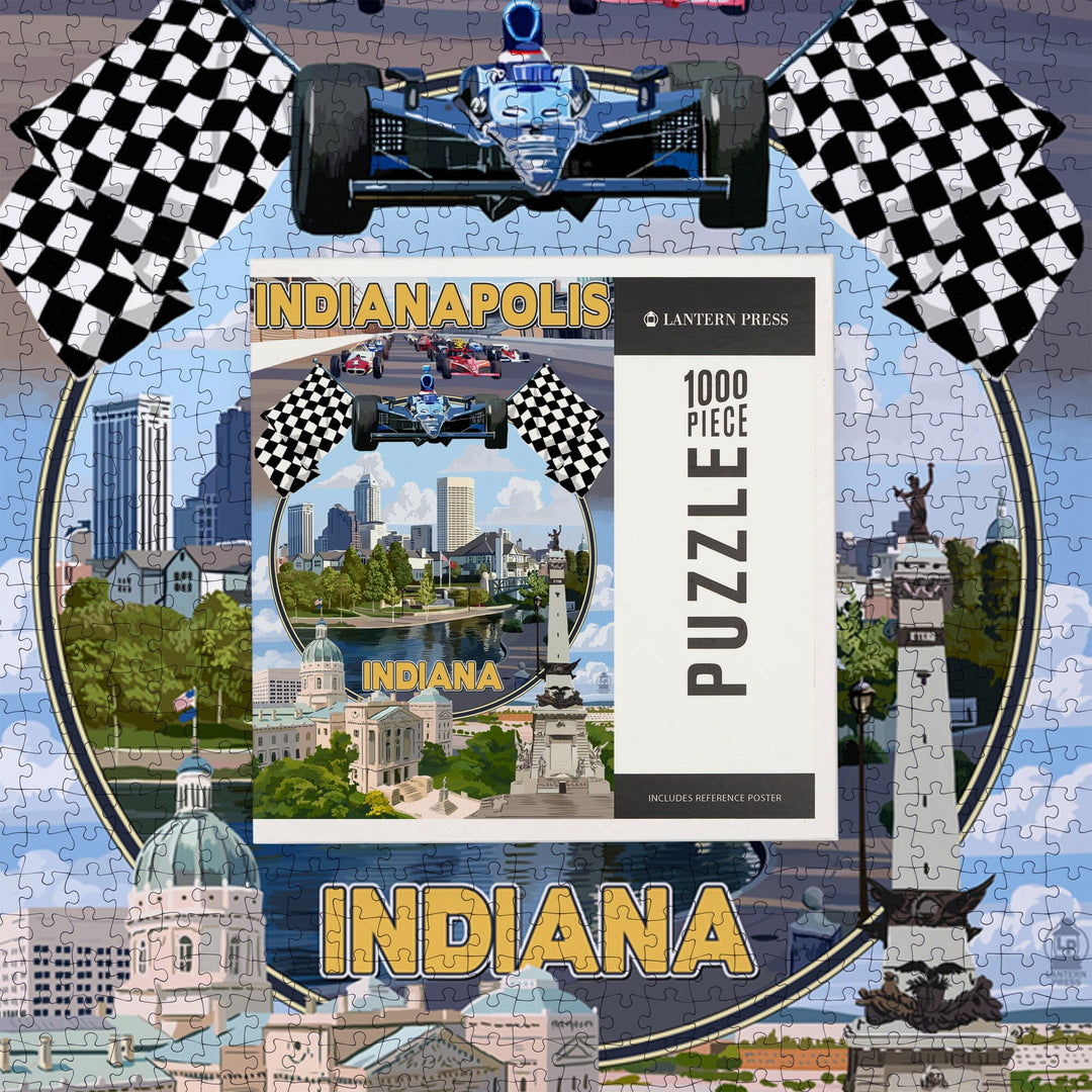 Indianapolis, Indiana, Montage Scenes, Jigsaw Puzzle Puzzle Lantern Press 