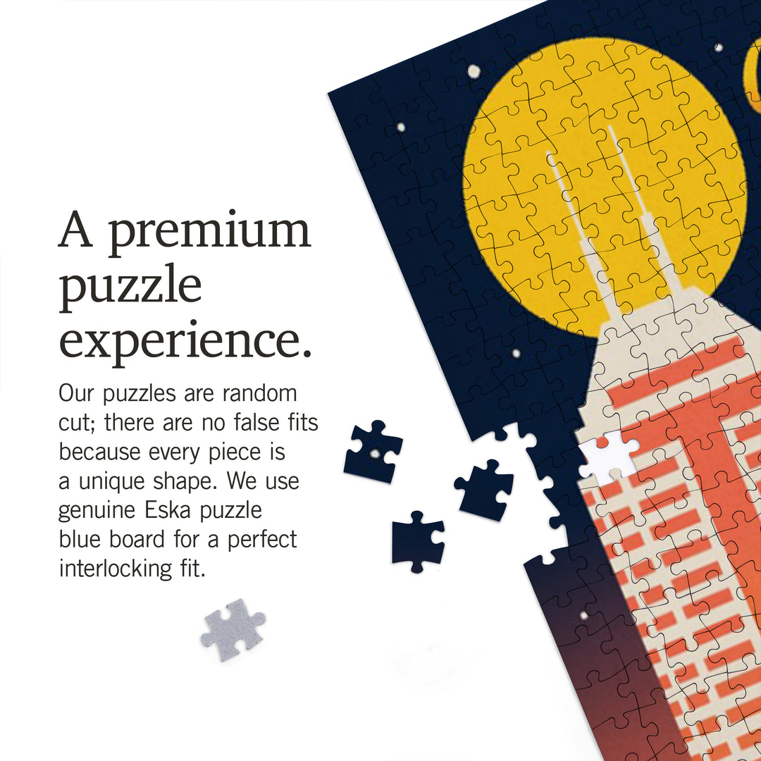 Indianapolis, Indiana, Retro Skyline Chromatic Series, Jigsaw Puzzle Puzzle Lantern Press 