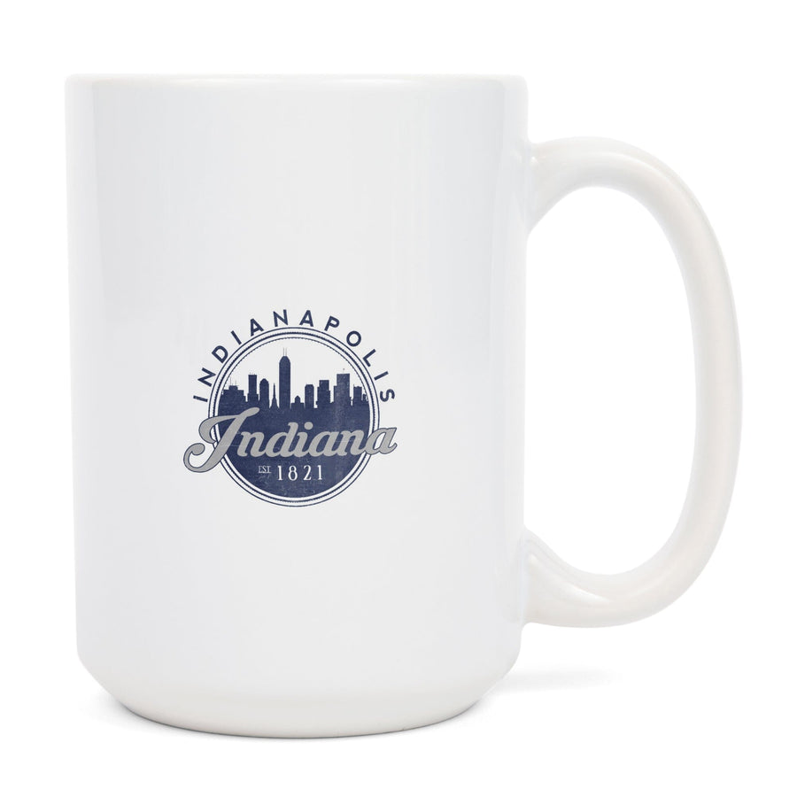 Indianapolis, Indiana, Skyline Seal (Blue), Established 1821, Lantern Press Artwork, Ceramic Mug Mugs Lantern Press 