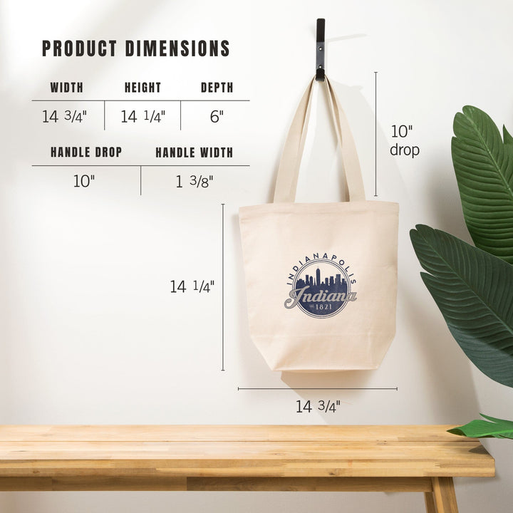 Indianapolis, Indiana, Skyline Seal (Blue), Established 1821, Tote Bag Totes Lantern Press 