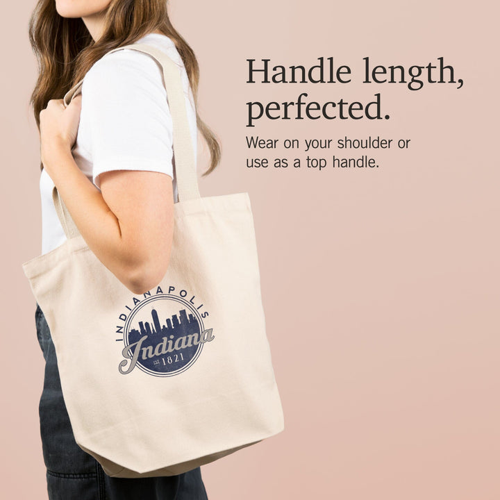 Indianapolis, Indiana, Skyline Seal (Blue), Established 1821, Tote Bag Totes Lantern Press 
