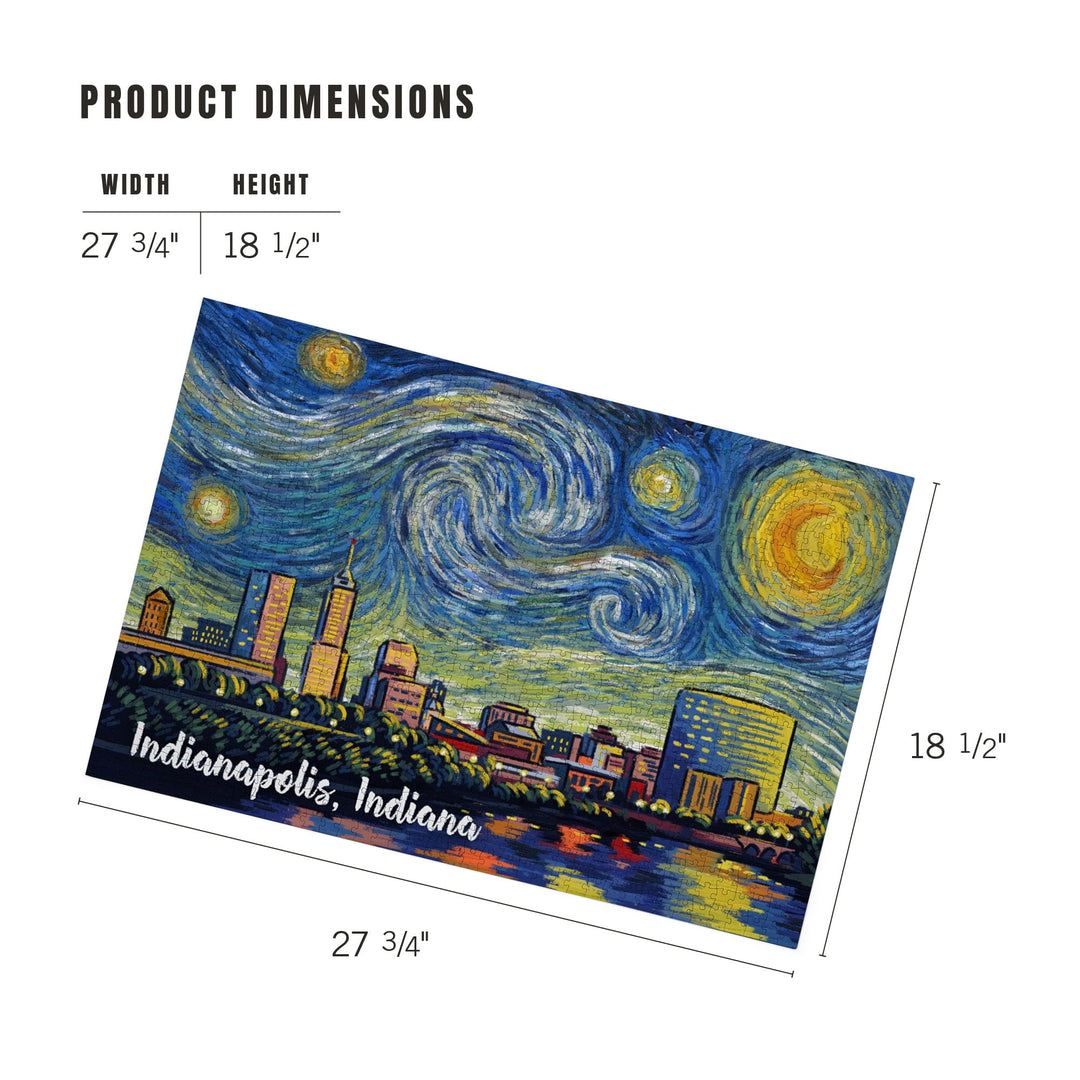 Indianapolis, Indiana, Skyline, Starry Night, Jigsaw Puzzle Puzzle Lantern Press 