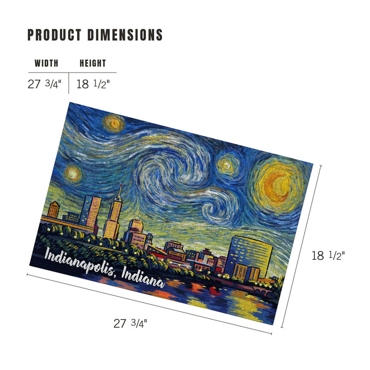 Indianapolis, Indiana, Skyline, Starry Night, Jigsaw Puzzle Puzzle Lantern Press 