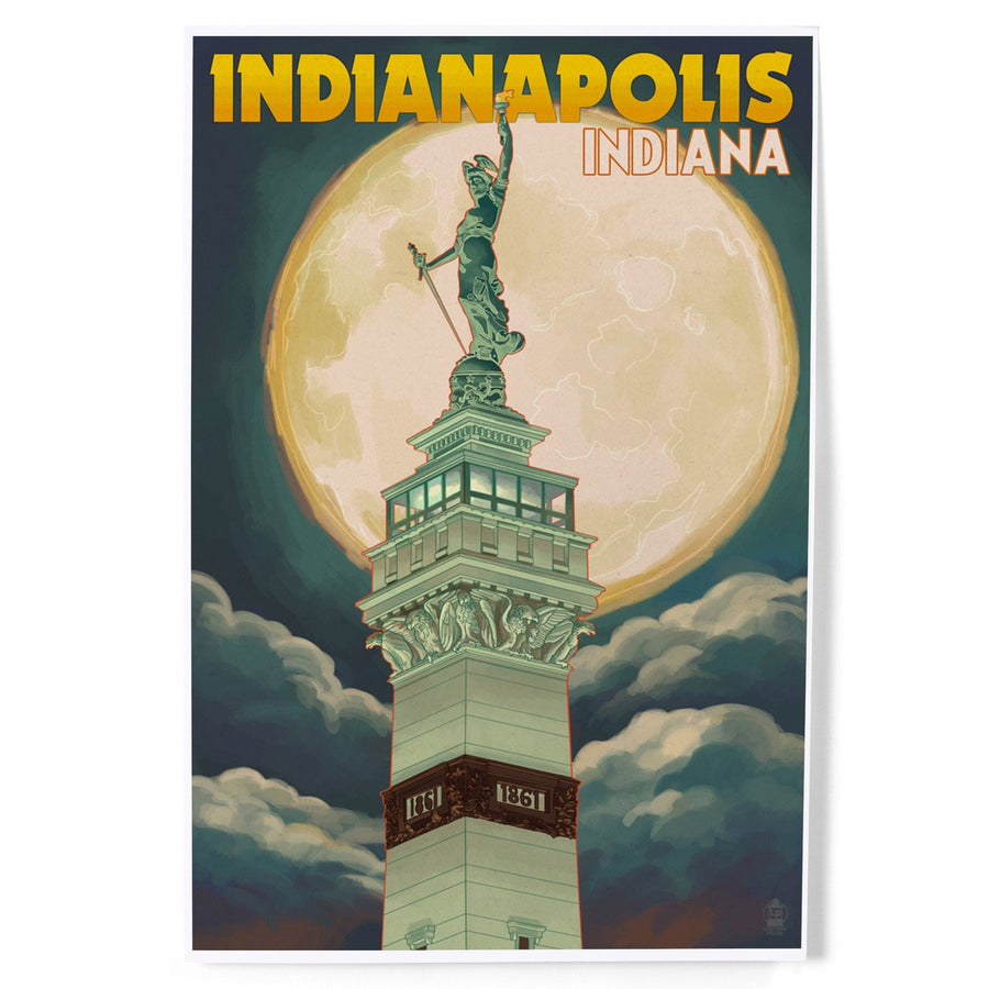 Indianapolis, Indiana, Soldiers' and Sailors' Monument and Moon, Art & Giclee Prints Art Lantern Press 