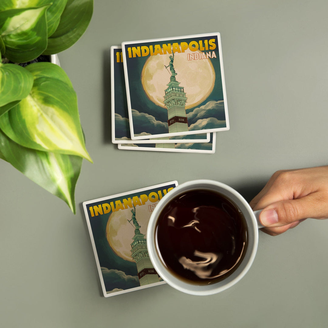 Indianapolis, Indiana, Soldiers' and Sailors' Monument and Moon, Coasters Coasters Lantern Press 