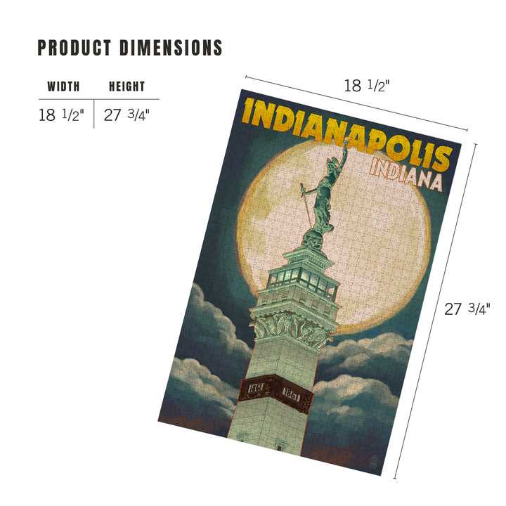 Indianapolis, Indiana, Soldiers' and Sailors' Monument and Moon, Jigsaw Puzzle Puzzle Lantern Press 