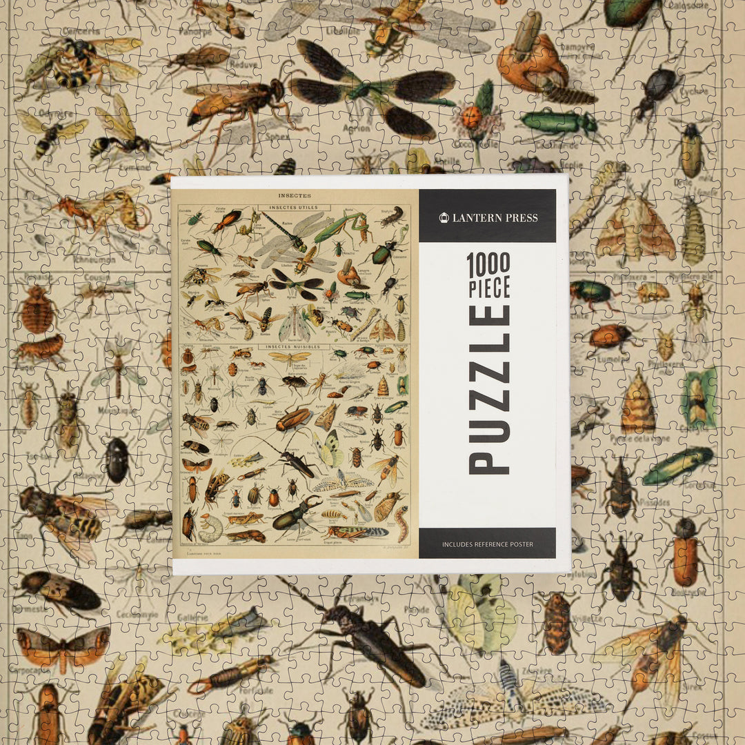 Insects, D, Vintage Bookplate, Adolphe Millot Artwork, Jigsaw Puzzle Puzzle Lantern Press 