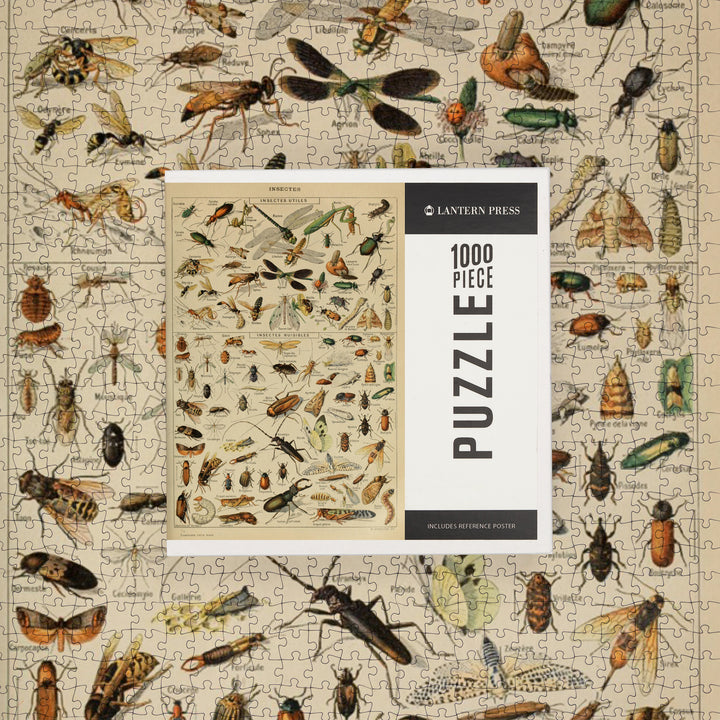 Insects, D, Vintage Bookplate, Adolphe Millot Artwork, Jigsaw Puzzle Puzzle Lantern Press 