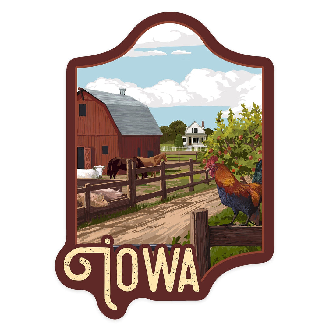 Iowa, Barnyard Scene, Contour (lp_archive), Vinyl Sticker Sticker Lantern Press 