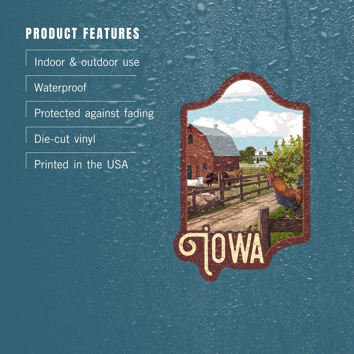 Iowa, Barnyard Scene, Contour (lp_archive), Vinyl Sticker Sticker Lantern Press 