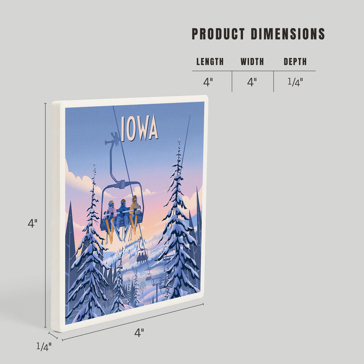 Iowa, Chill on the Uphill, Ski Lift, Coasters Coasters Lantern Press 