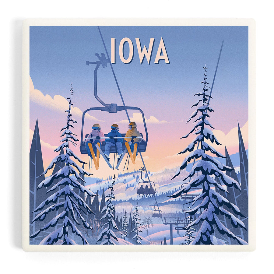 Iowa, Chill on the Uphill, Ski Lift, Coasters Coasters Lantern Press 