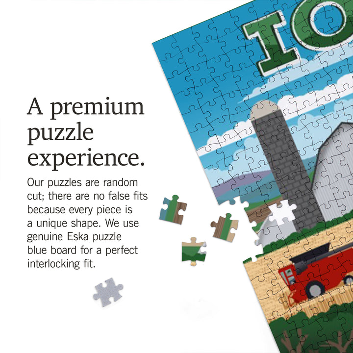Iowa, Retro Style Countryside, Jigsaw Puzzle Puzzle Lantern Press 
